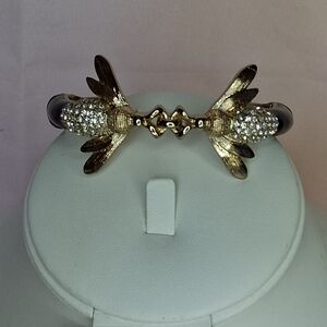 Gold and Crystal Insect Cuff Bracelet